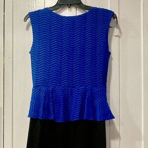 Super Cute Enfocus Studio Peplum Dress Size 6 Royal Blue $ Black Work Wedding
